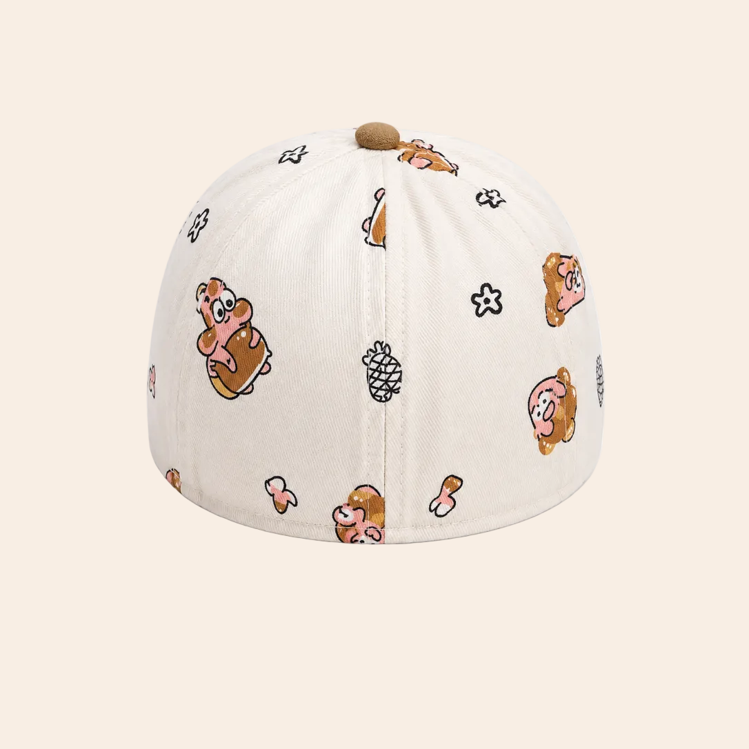 Baby Cap Cotton | Soft Cartoon Bear Hat with Face Shield for Newborn Boys & Girls | Cute Stylish Infant Cap | Age 6-9 Months | Comfortable & Breathable | Multicolor