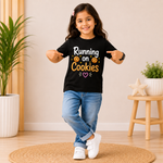 kids cotton graphic black t-shirt (girl front)