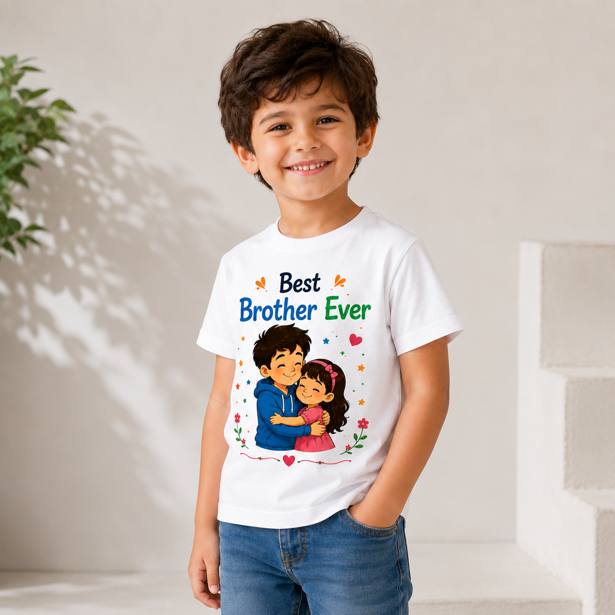 Best Brother Ever Raksha Bandhan Kids T-Shirt with Brother & Sister Print | Age 1-10 Years