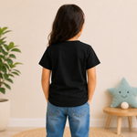 friendship printed kids black t-shirt (girl back)