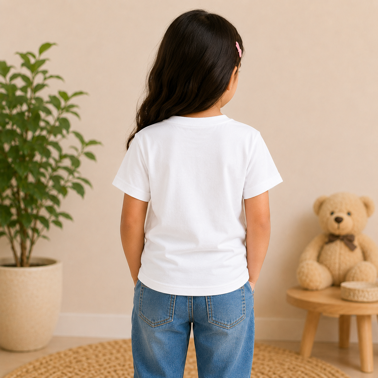 friendship printed kids white t-shirt (girl back)
