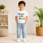 Mummy's Little Star printed kids white t-shirt (boy front)