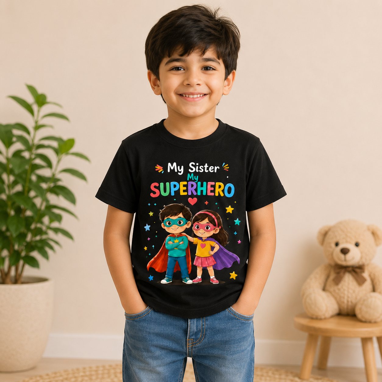 My Sister My Superhero Brother & Sister Printed Raksha Bandhan Kids T-Shirt