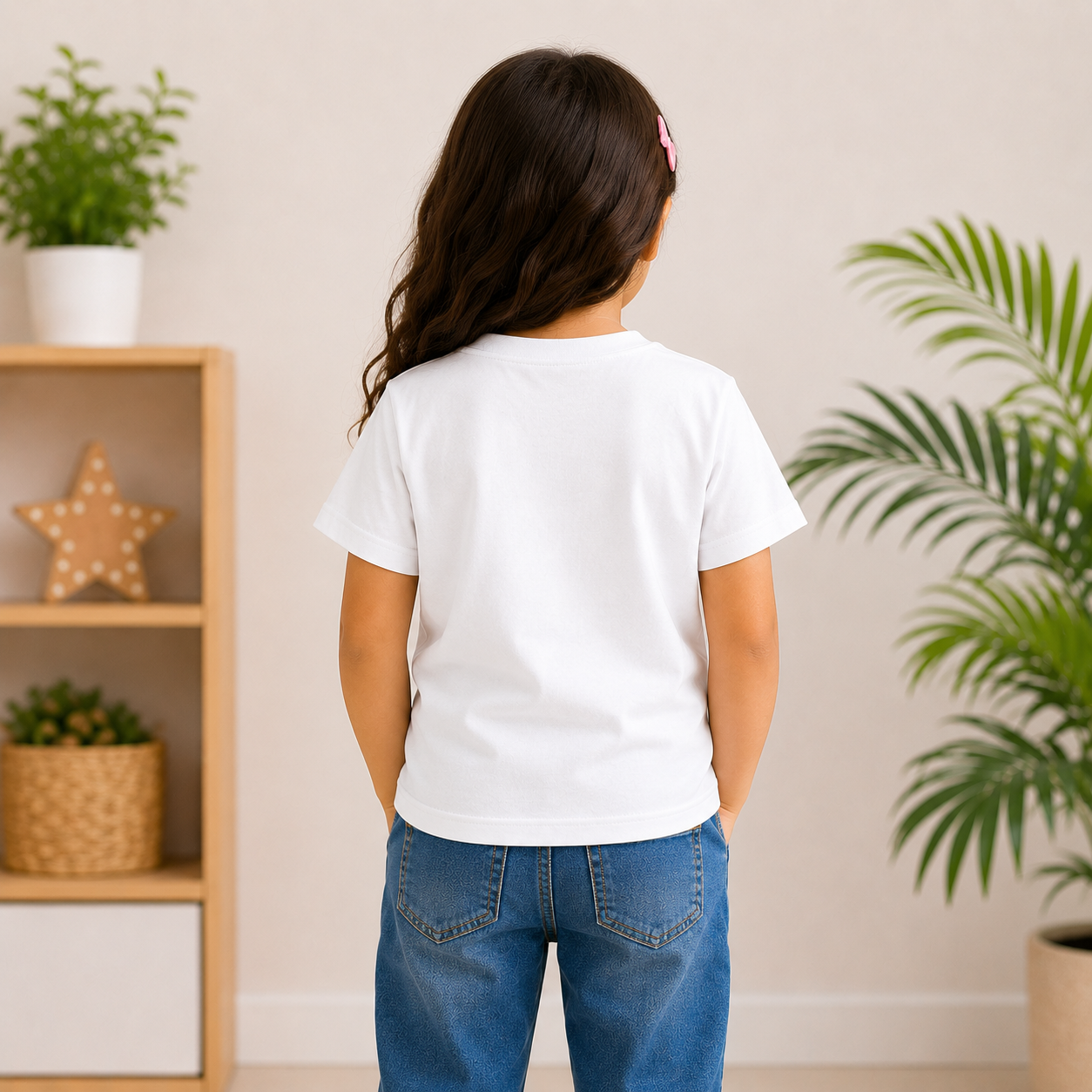 tiny but mighty rocket printed kids white t-shirt (back girl)