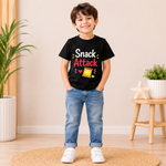 kids food theme printed black t-shirt (boy front)