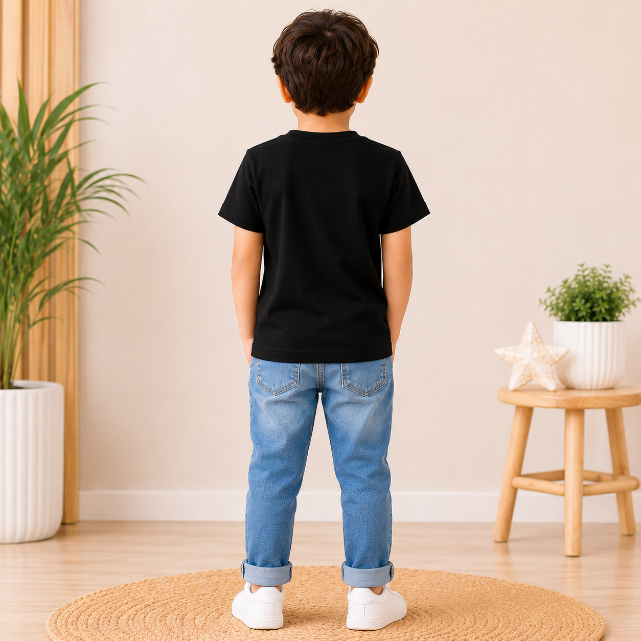 kids food theme printed Black t-shirt (Boy Back)
