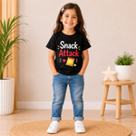 kids food theme printed black t-shirt (girl front)