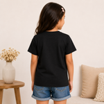 kids friendship printed black t-shirt for girls (back)
