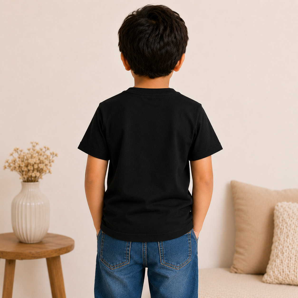 kids friendship printed Black t-shirt for boys (back)
