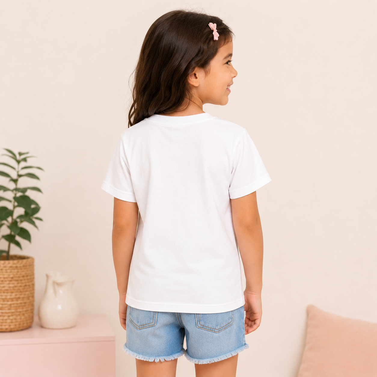 kids friendship printed white t-shirt for girls (back girl)