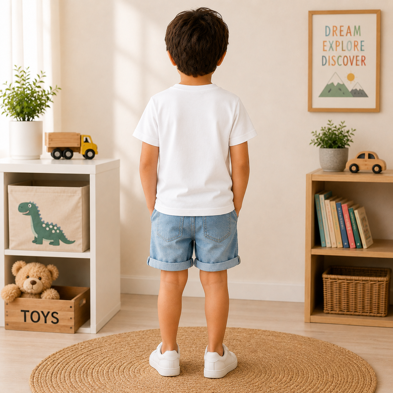 kids headphone printed White t-shirt Back boy