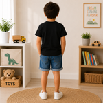 kids headphone printed Black t-shirt for boys Back