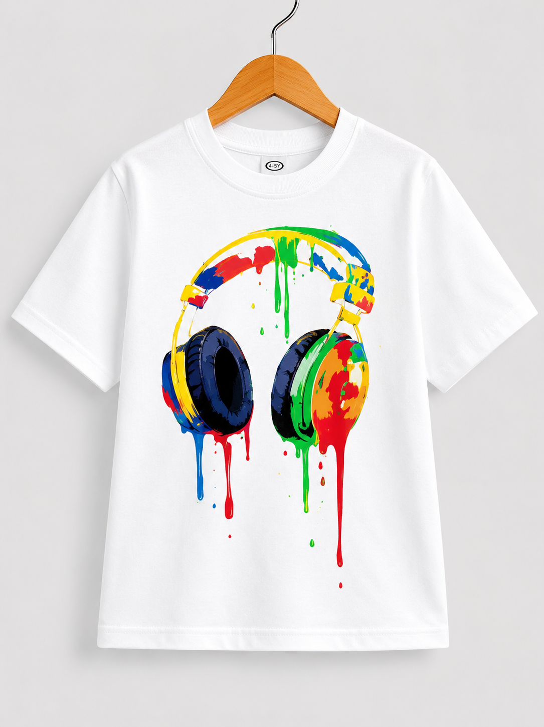 kids headphone printed White t-shirt for kids