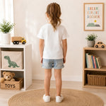 kids headphone printed white t-shirt for kids (girls back)