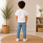 little krishna kids White t-shirt back model 