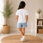 little krishna kids White t-shirt Back Girl Model