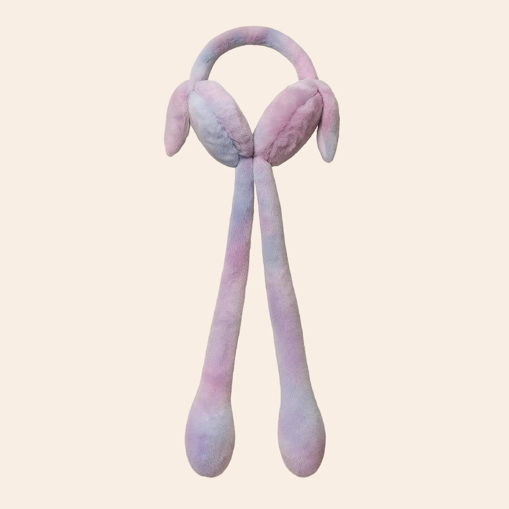 Magic Sound & Light Plush Earmuffs – Press Button Whistle, LED Glow & Moving Ears (Multicolor Pink)