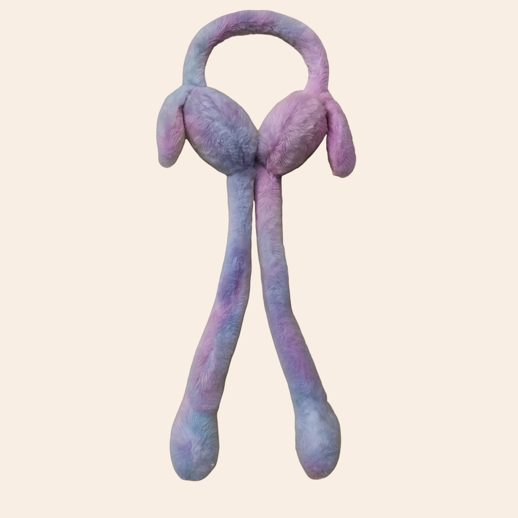 Magic Sound & Light Plush Earmuffs – Press Button Whistle, LED Glow & Moving Ears (Multicolor Purple)