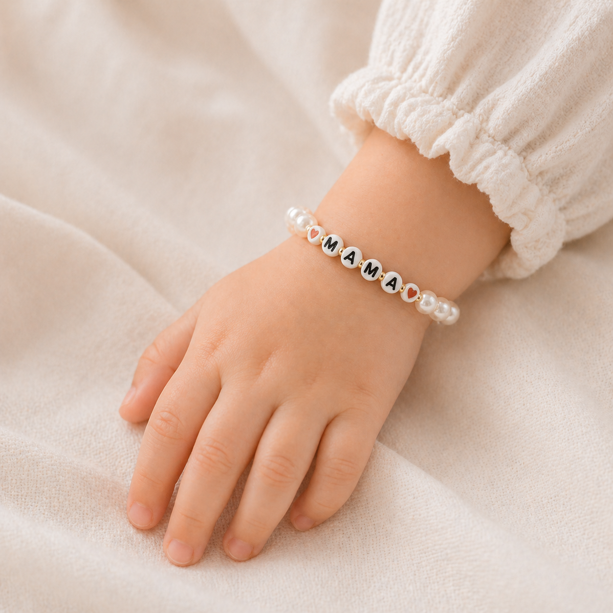 Mom & Kids Matching Pearl Bracelet Set | “MAMA” Letter Bracelet | Kids, Mom & Combo Set