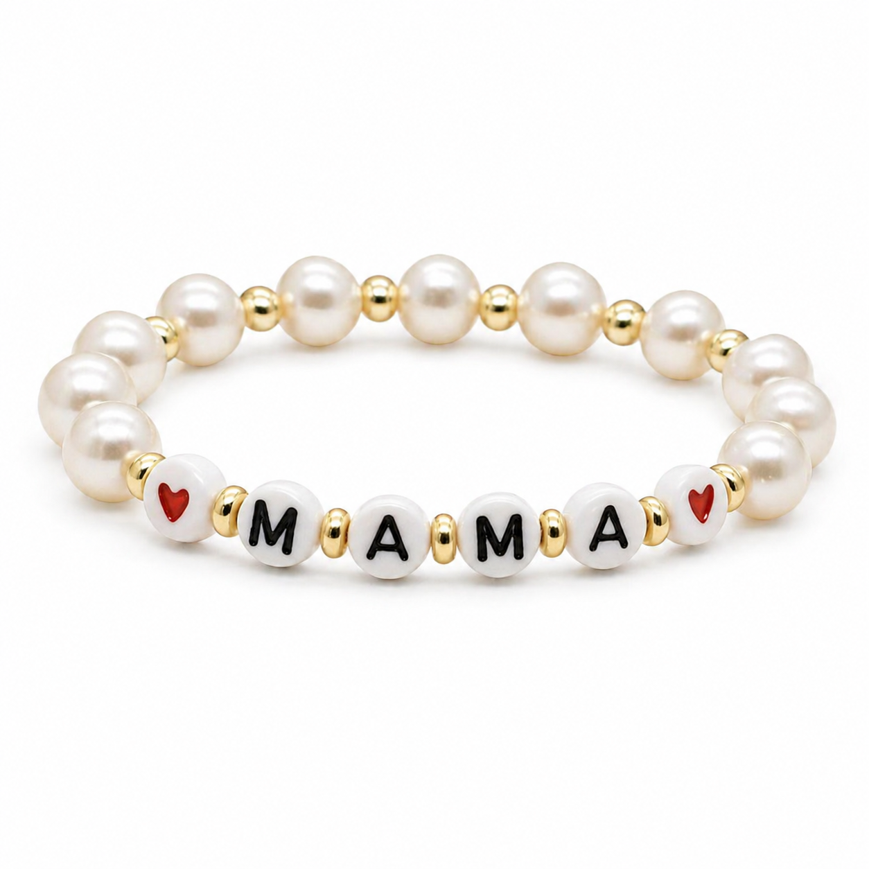 Mom & Kids Matching Pearl Bracelet Set | “MAMA” Letter Bracelet | Kids, Mom & Combo Set