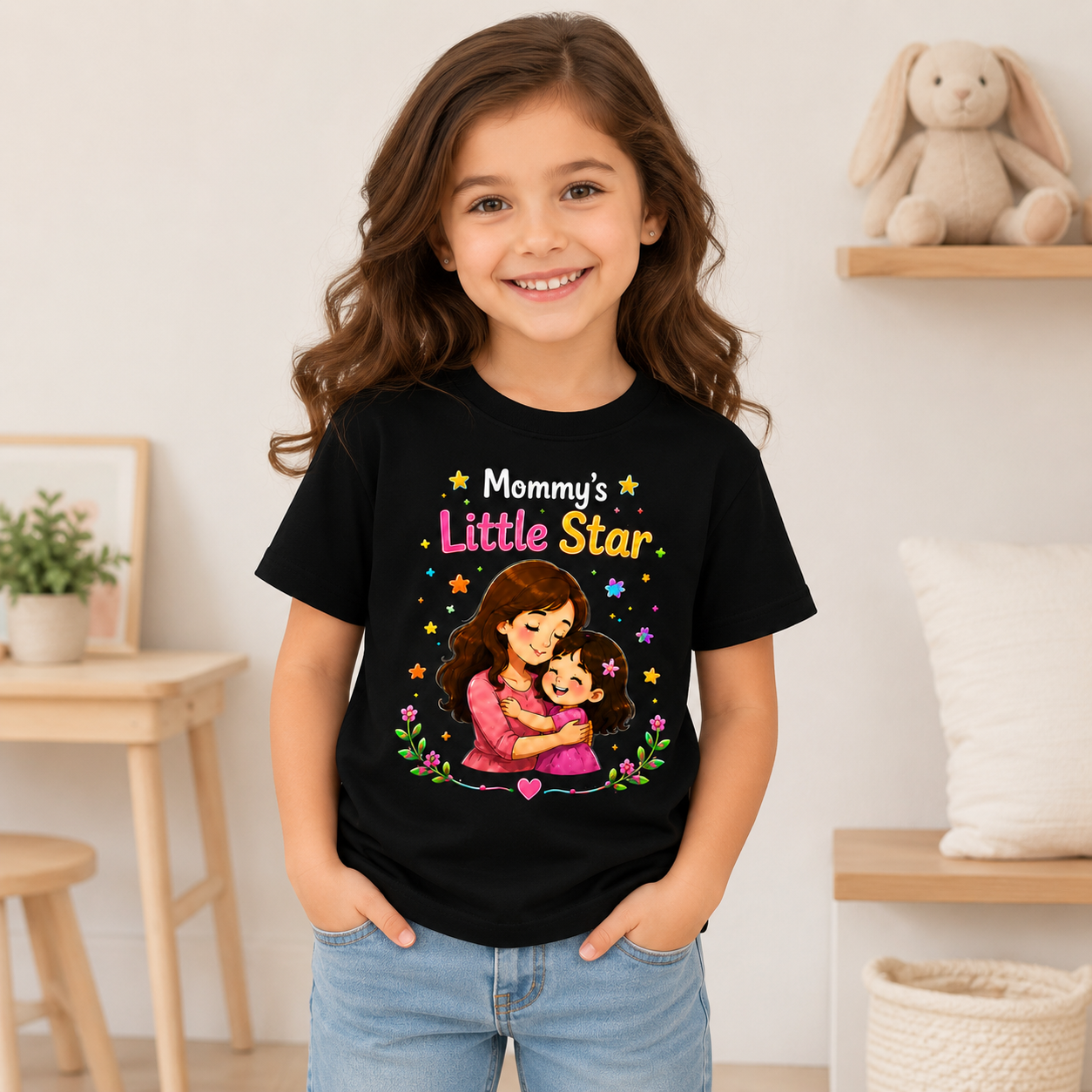 Mommy's Little Star Kids T-Shirt with Mother Daughter Print  | Age 1-10 Years