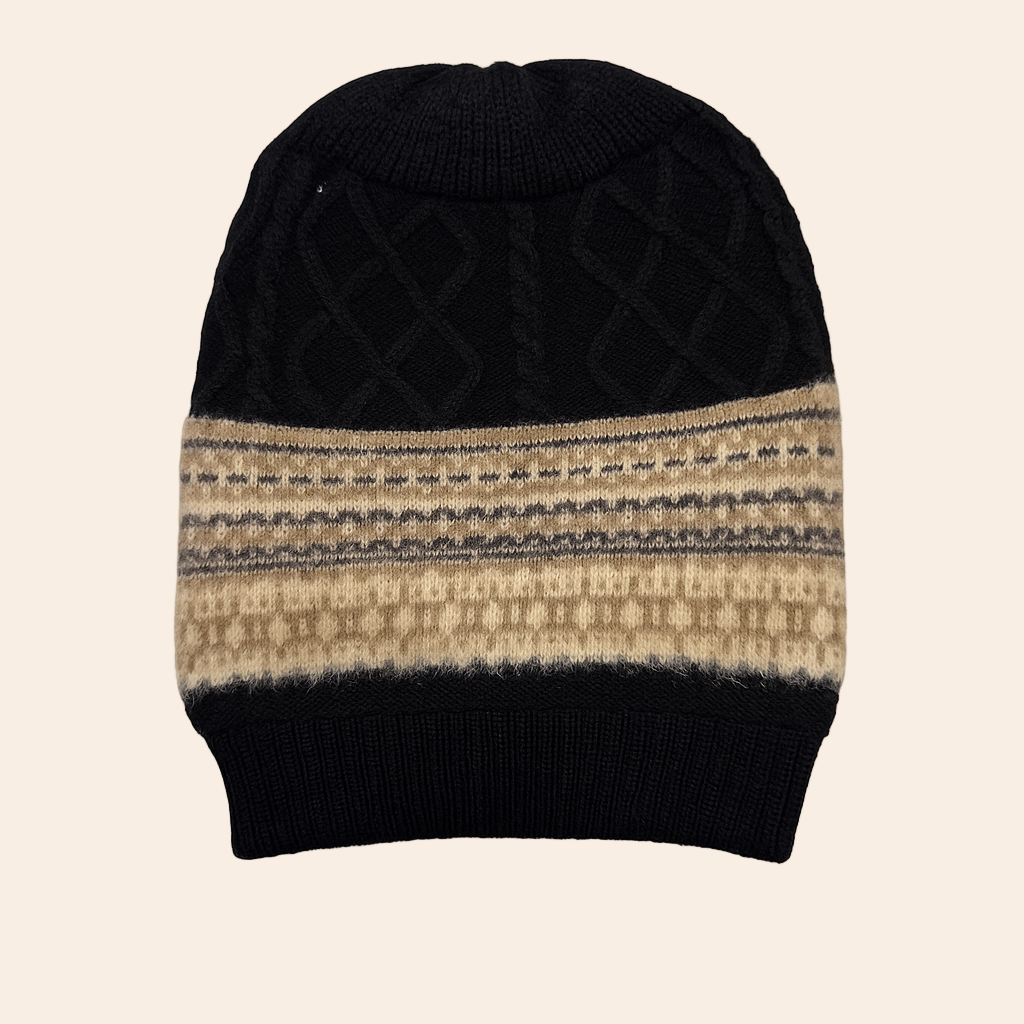 Nordic Pattern Hat - Black