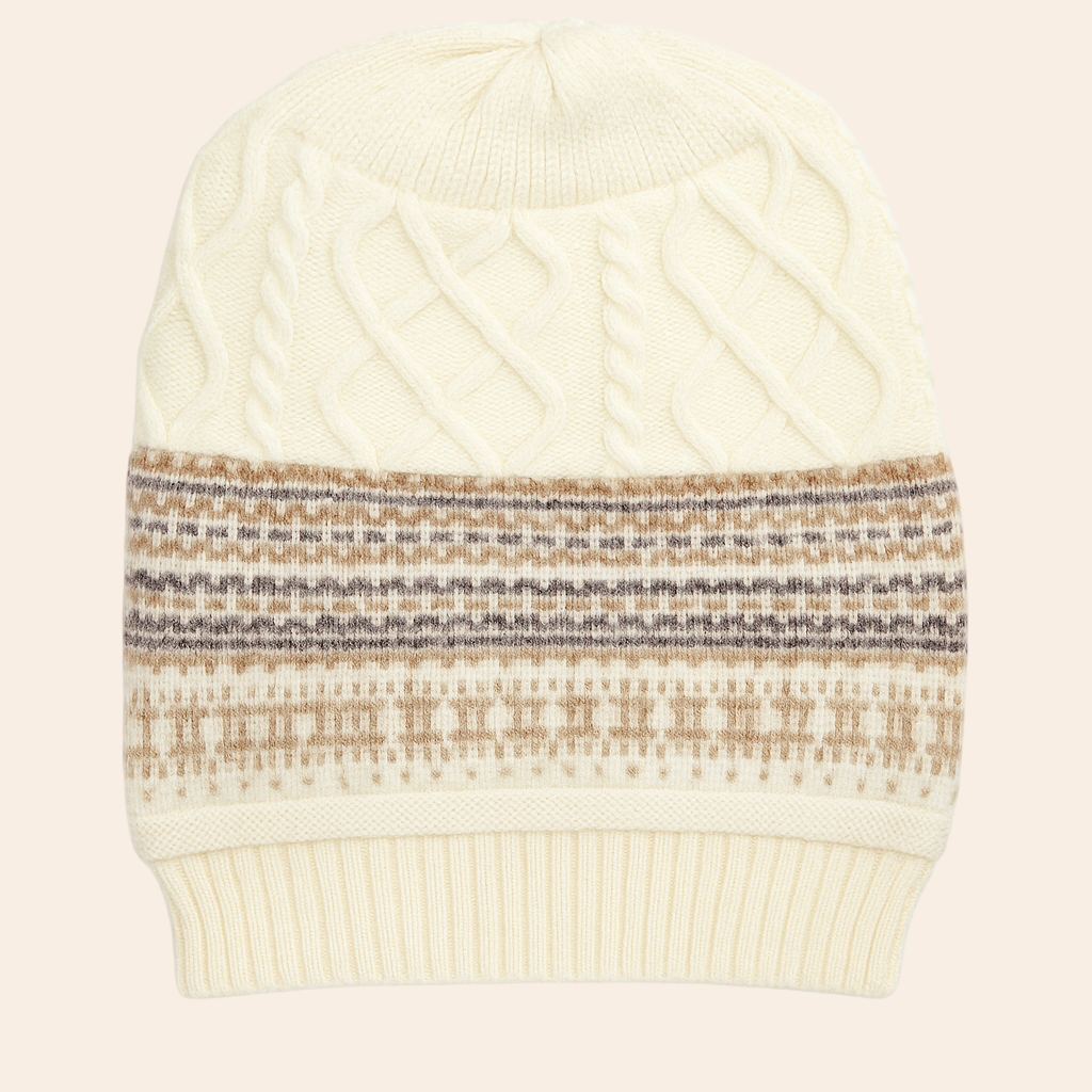 Nordic Pattern Hat - Cream