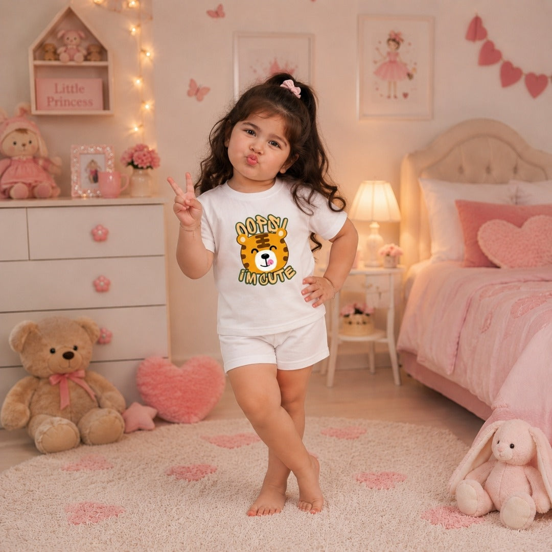 cute cartoon tiger printed cotton kids t-shirt