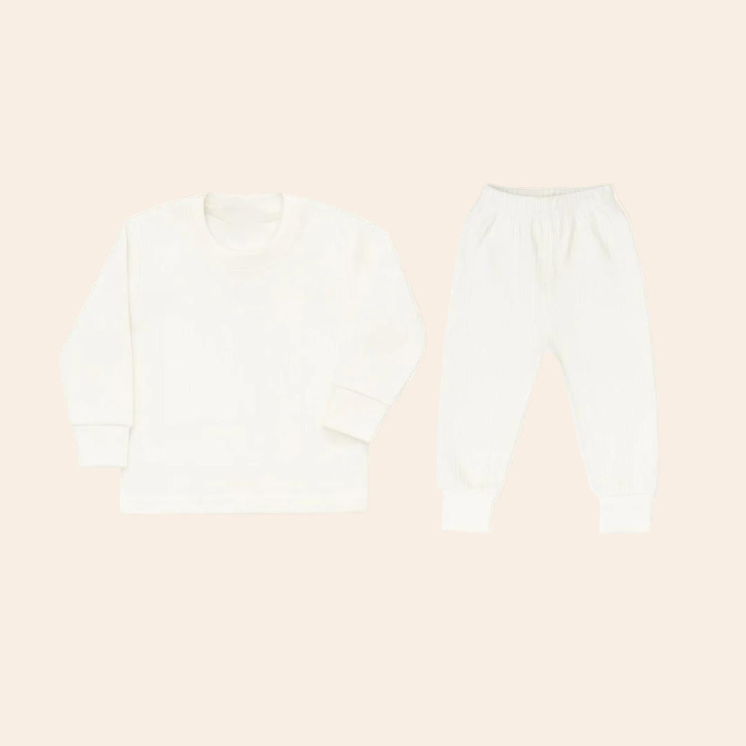 white  pc cotton thermal wear for kids 