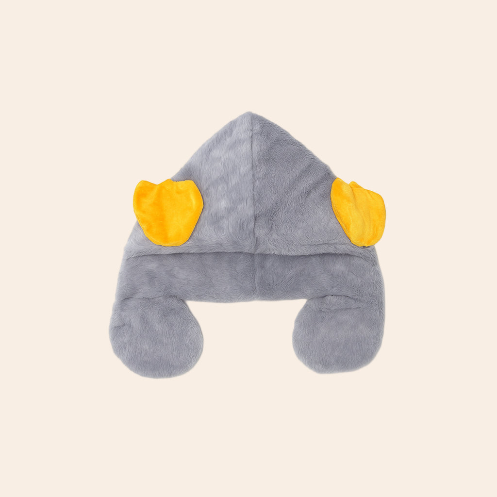 Grey Penguin Plush Baby Cap (back)