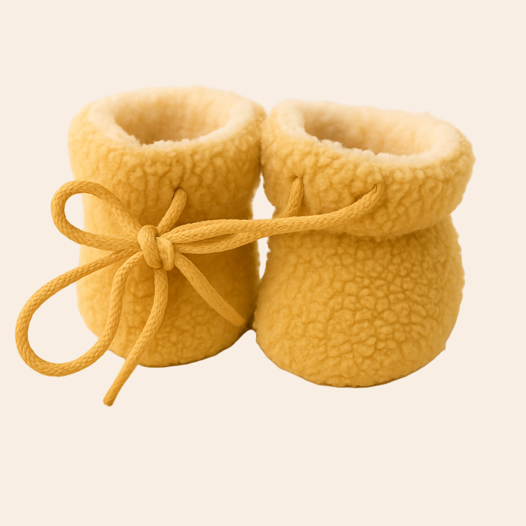 plush puppy baby booties  with laces 
