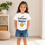 professional napper kids printed white t-shirt (girl front)