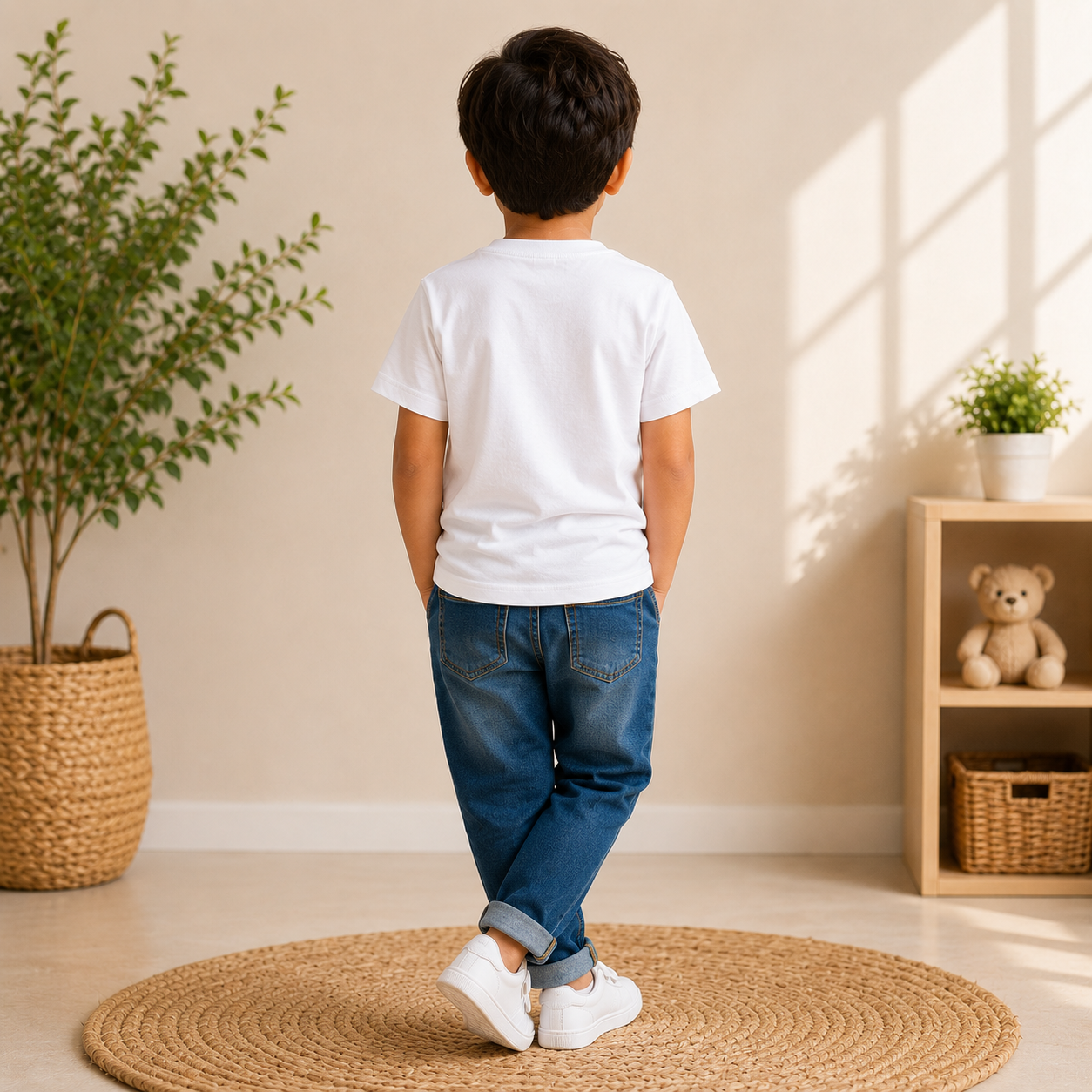 radhe radhe printed kids White t-shirt boy back