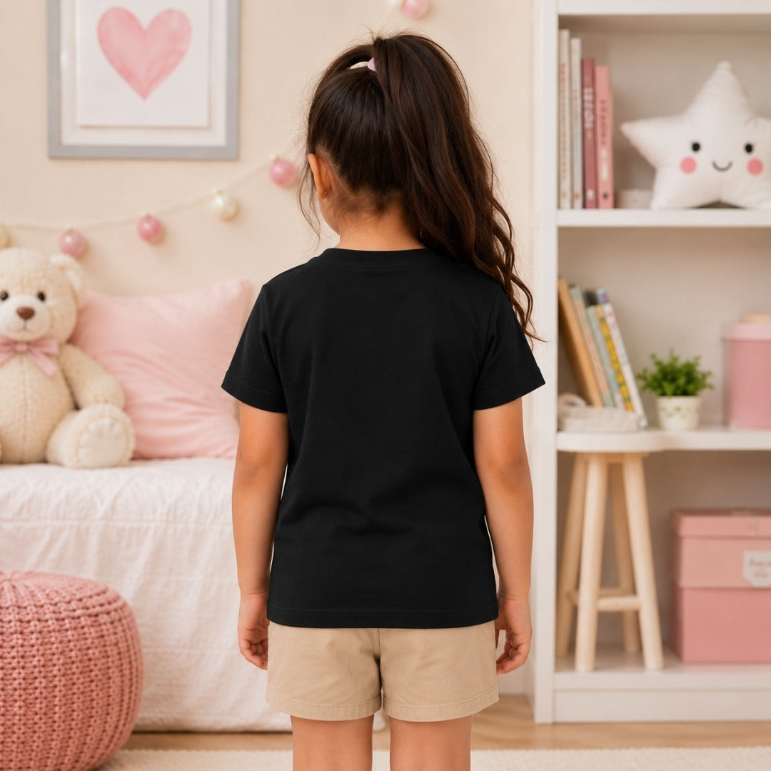 rock star guitar printed kids Black t-shirt (back)