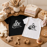 rock star guitar printed kids t-shirt Black & White