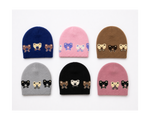 teddy bear jacquard knitted baby cap