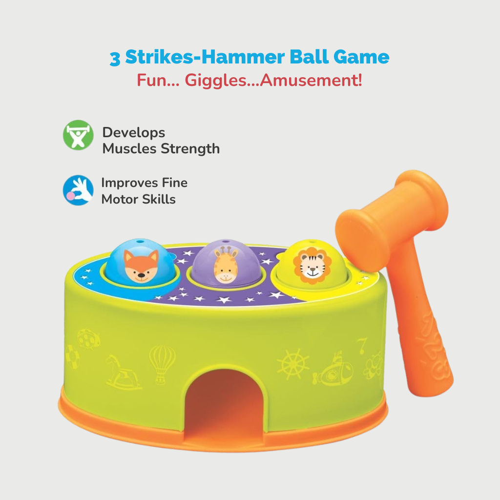 Toymate Toddler’s Delight 2-in-1 Gift Set – Rolling Ball Tower & Hammer Play Toy for Kids (12–36 Months)