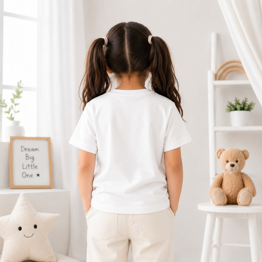 Monster jeep kids cotton white t-shirt (girl back)