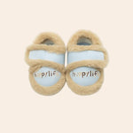 Baby Cozy Plush Winter Slippers online in India – Soft Fleece-Lined Indoor Shoes with “Happy Life” Printing